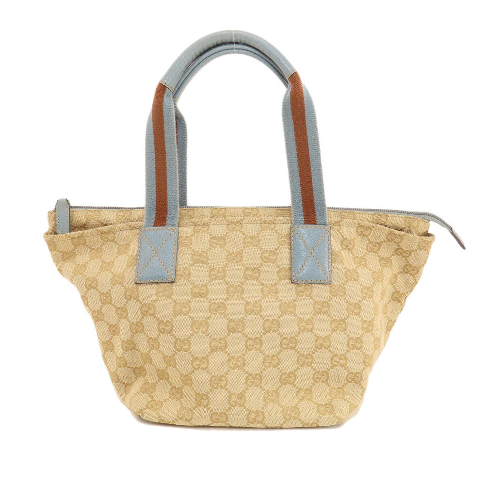 Gucci bag handle GG leather Beige Gray canvas monogram top Tan Gray